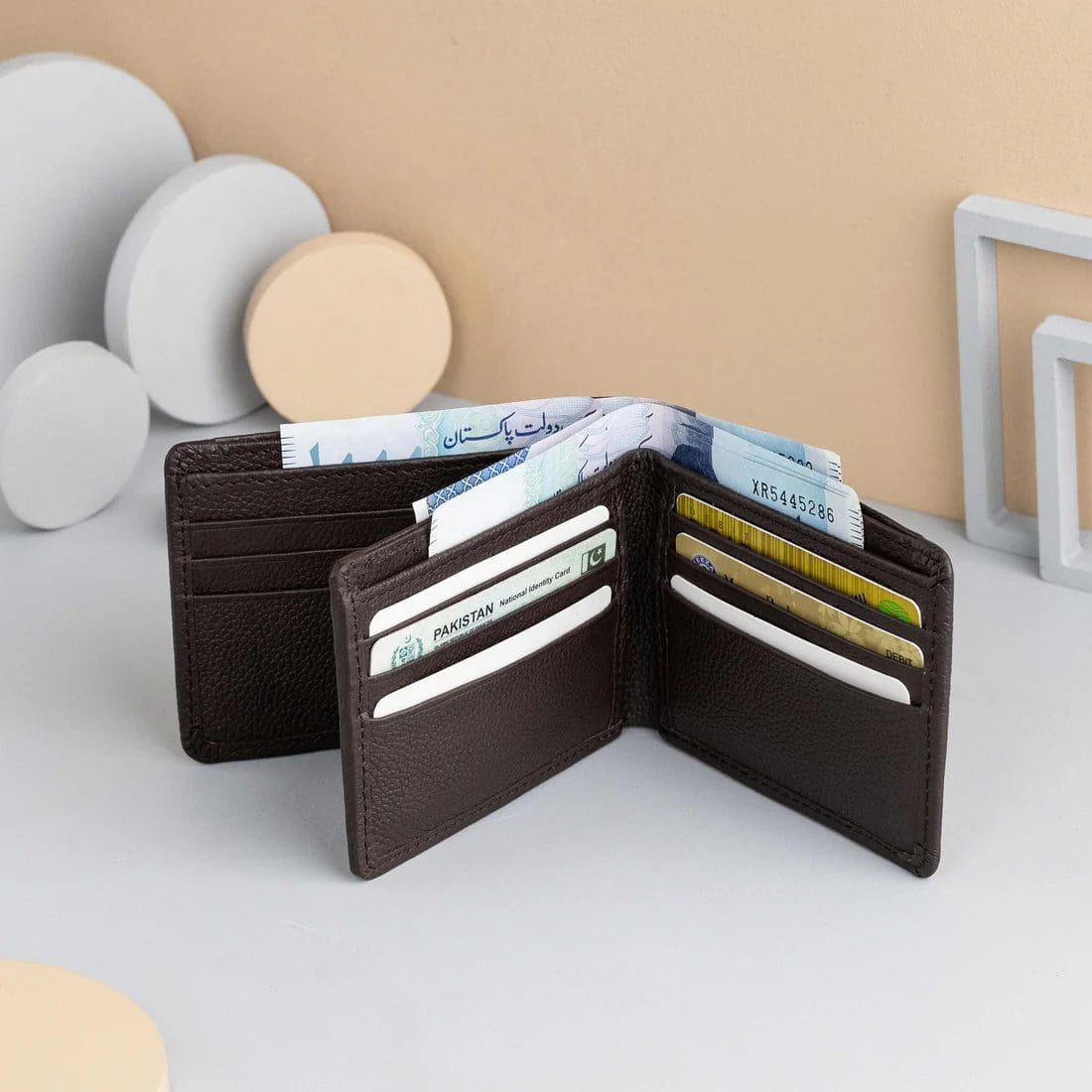 coffe mild leather men wallet