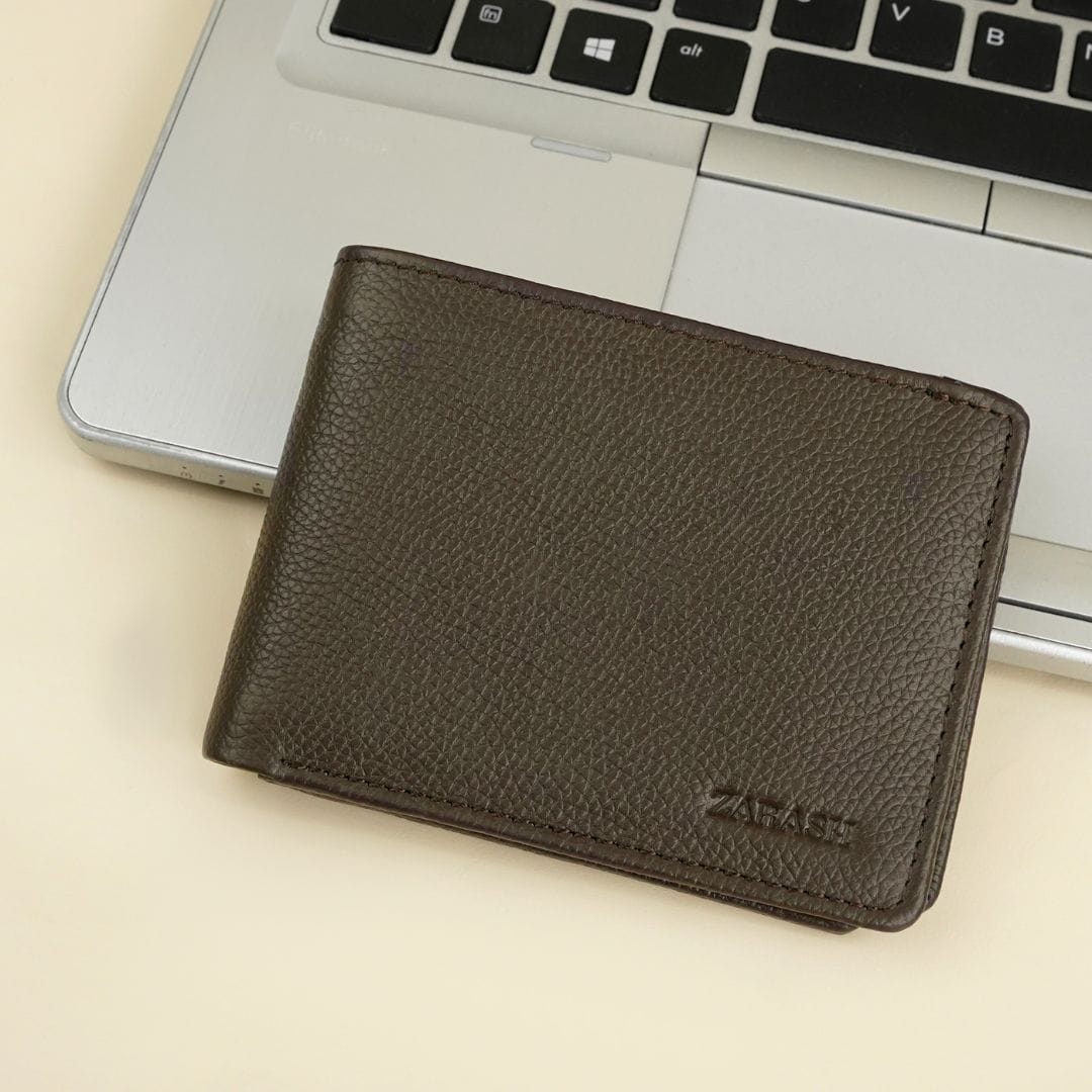 coffe mild leather men wallet