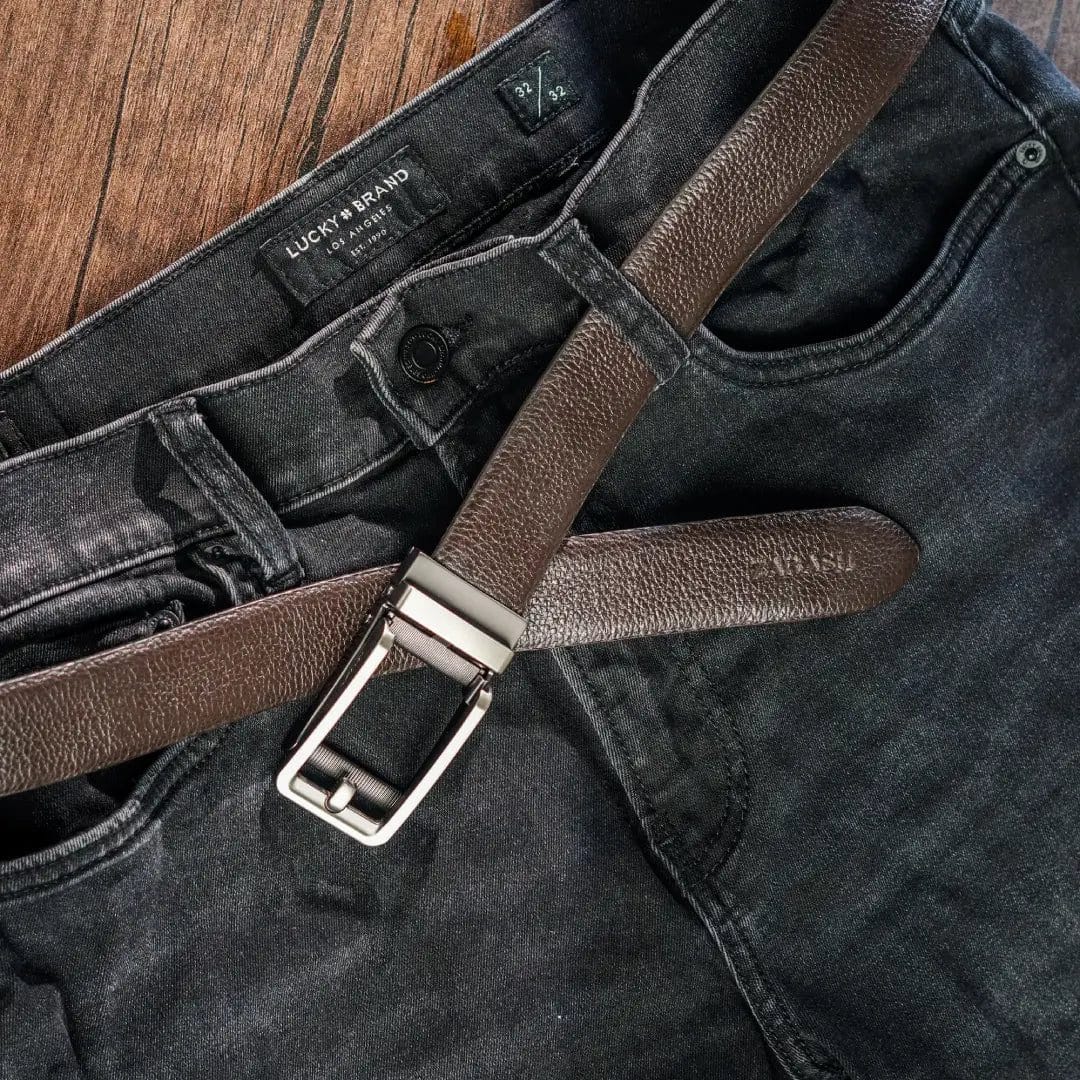 auto lock green leather belt – no slip, no break